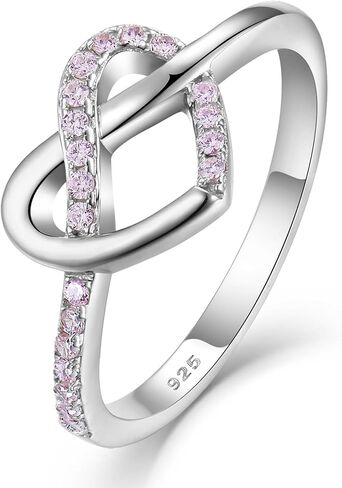 YL Infinity Love Knot Heart Promise Ring 925 Sterling Silver Birthstone Anniversary Band Jewelry for Women in Saudi Arabia