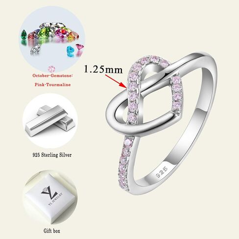 YL Infinity Love Knot Heart Promise Ring 925 Sterling Silver Birthstone Anniversary Band Jewelry for Women in Saudi Arabia