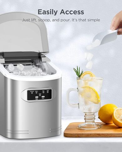 Silonn Commercial Ice Machines, Creates 100lbs in 24H, 33lbs Ice Storage Capacity, Stainless Steel Freestanding Ice Maker with Auto Self-Cleaning for Home Office Bar Parties (SLIM11) in Kuwait