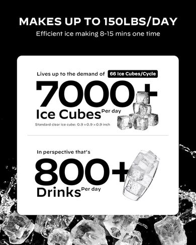 Silonn Commercial Ice Maker, Creates 150lbs in 24H, 33lbs Ice Storage Capacity, Stainless Steel Freestanding Ice Maker Machine with Auto Self-Cleaning for Home Office Bar Parties (SLIM12T) in Saudi Arabia
