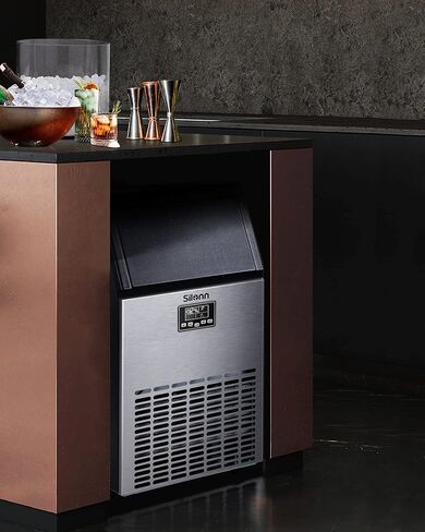 Silonn Commercial Ice Maker, Creates 150lbs in 24H, 33lbs Ice Storage Capacity, Stainless Steel Freestanding Ice Maker Machine with Auto Self-Cleaning for Home Office Bar Parties (SLIM12T) in Saudi Arabia
