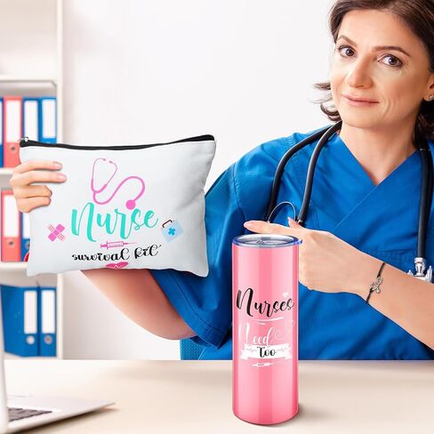 6 Pcs Nurses Gifts Nursing Graduation Gifts for Nurse Work Bags for Women, Nurses Bag, Tumbler, Cosmetic Bag, Badge Reel, Bracelet, Headband for Nurse Accessories Nurse Appreciation Gift, Pink in Saudi Arabia