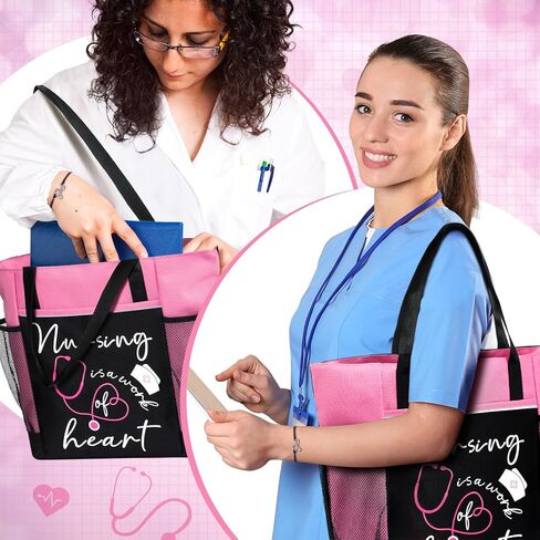 6 Pcs Nurses Gifts Nursing Graduation Gifts for Nurse Work Bags for Women, Nurses Bag, Tumbler, Cosmetic Bag, Badge Reel, Bracelet, Headband for Nurse Accessories Nurse Appreciation Gift, Pink in Saudi Arabia