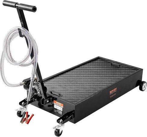 VEVOR Low Profile Oil Drain Pan, 20 Gal Oil Drain Pan with Pump, Oil Change Pan with 180W Electric Pump, 8.2ft Hose & Folding Handle, Rolling Oil Drain Cart for Trucks, Buses, RVs in Saudi Arabia