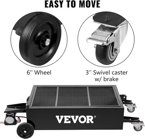 VEVOR Low Profile Oil Drain Pan, 20 Gal Oil Drain Pan with Pump, Oil Change Pan with 180W Electric Pump, 8.2ft Hose & Folding Handle, Rolling Oil Drain Cart for Trucks, Buses, RVs in Saudi Arabia