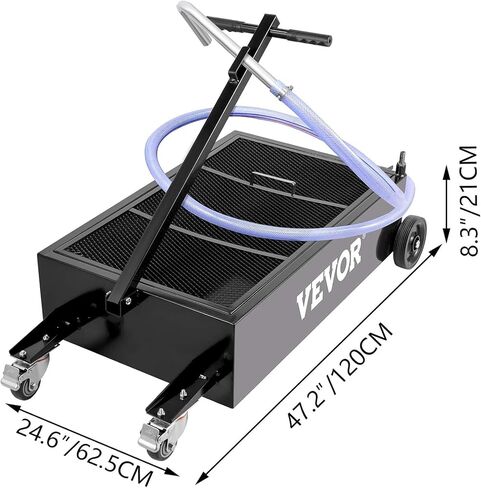 VEVOR Low Profile Oil Drain Pan, 20 Gal Oil Drain Pan with Pump, Oil Change Pan with 180W Electric Pump, 8.2ft Hose & Folding Handle, Rolling Oil Drain Cart for Trucks, Buses, RVs in Saudi Arabia
