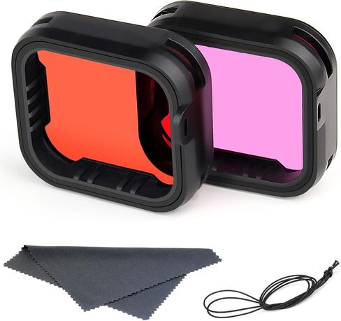 غطاء عدسة تصحيح الألوان لكاميرات GoPro Hero 9 10 11 12 Black وGoPro 11 Mini و12mini – مرشح عدسة أحمر وأرجواني يوفر تصويرًا عالي الوضوح تحت الماء ومقاطع فيديو خالية من العيوب in Kuwait