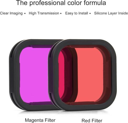 غطاء عدسة تصحيح الألوان لكاميرات GoPro Hero 9 10 11 12 Black وGoPro 11 Mini و12mini – مرشح عدسة أحمر وأرجواني يوفر تصويرًا عالي الوضوح تحت الماء ومقاطع فيديو خالية من العيوب in Kuwait