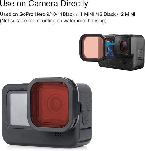 غطاء عدسة تصحيح الألوان لكاميرات GoPro Hero 9 10 11 12 Black وGoPro 11 Mini و12mini – مرشح عدسة أحمر وأرجواني يوفر تصويرًا عالي الوضوح تحت الماء ومقاطع فيديو خالية من العيوب in Kuwait