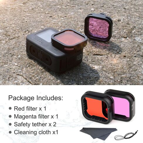غطاء عدسة تصحيح الألوان لكاميرات GoPro Hero 9 10 11 12 Black وGoPro 11 Mini و12mini – مرشح عدسة أحمر وأرجواني يوفر تصويرًا عالي الوضوح تحت الماء ومقاطع فيديو خالية من العيوب in Kuwait