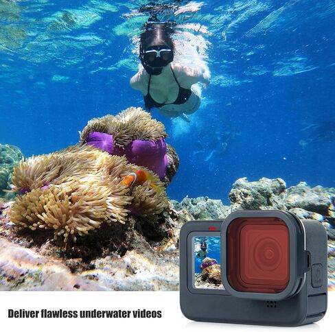 غطاء عدسة تصحيح الألوان لكاميرات GoPro Hero 9 10 11 12 Black وGoPro 11 Mini و12mini – مرشح عدسة أحمر وأرجواني يوفر تصويرًا عالي الوضوح تحت الماء ومقاطع فيديو خالية من العيوب in Kuwait