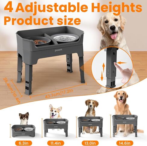 3-in-1 Elevated Dog Bowls Mess Proof Raised Slow Feeder Dog Bowls, 4 Height Adjustable Dog Bowl Stand Licking Plate with 2 56oz Stainless Steel Dog Food Bowls for Small Medium Large Dogs Pets in Saudi Arabia
