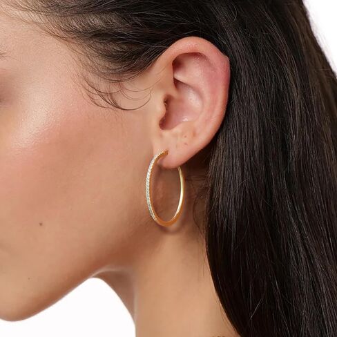 14K Gold Hoop Earrings Diamond Earrings Hoops Elegance Redefined Big Hoop Earrings 14K Gold Earrings Jewelry (40mm x 2.3mm) in Kuwait