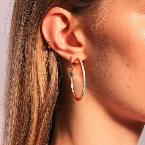 14K Gold Hoop Earrings Diamond Earrings Hoops Elegance Redefined Big Hoop Earrings 14K Gold Earrings Jewelry (40mm x 2.3mm) in Kuwait