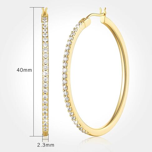 14K Gold Hoop Earrings Diamond Earrings Hoops Elegance Redefined Big Hoop Earrings 14K Gold Earrings Jewelry (40mm x 2.3mm) in Kuwait