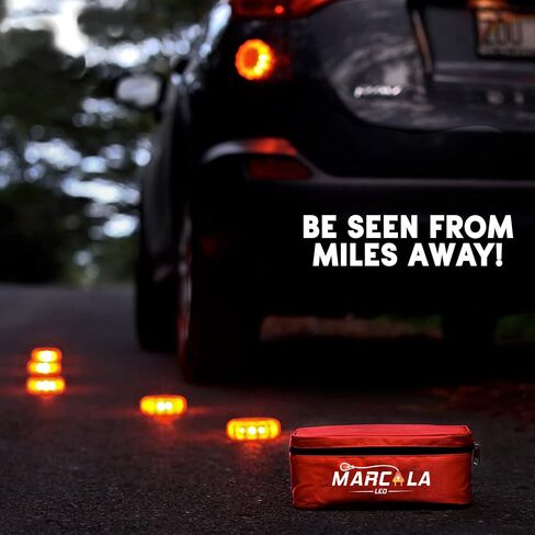 4-Pack Rechargeable LED Emergency Road Flares | Large 1200mah Battery for Longer Run Time | Red Diode Road Emergency Light for High Visibility | Rechargeable LED Flares w/Included USB-C Cable in Saudi Arabia