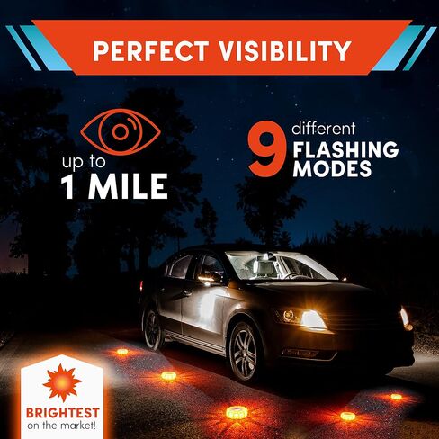 4-Pack Rechargeable LED Emergency Road Flares | Large 1200mah Battery for Longer Run Time | Red Diode Road Emergency Light for High Visibility | Rechargeable LED Flares w/Included USB-C Cable in Saudi Arabia
