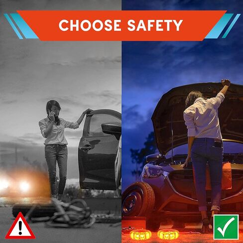 4-Pack Rechargeable LED Emergency Road Flares | Large 1200mah Battery for Longer Run Time | Red Diode Road Emergency Light for High Visibility | Rechargeable LED Flares w/Included USB-C Cable in Saudi Arabia