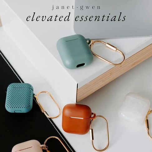 Airpod Case by Janet Gwen | Slim Protective Airpod Case Cover | Hard Shell Airpod Case Keychain | Lightweight Case for Airpods, (For Airpods 1 & 2, Pearl White) in Saudi Arabia