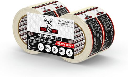Buck Strapping Tape 2 Inch x 30 Yds (90ft) - 5.5Mil Thickness, Heavy Duty Industrial Grade Mono Directional Fiberglass Reinforced Filament Tape with Synthetic PET Adhesive for Bundling & Palletizing in Saudi Arabia