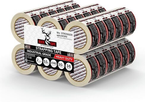 Buck Strapping Tape 2 Inch x 30 Yds (90ft) - 5.5Mil Thickness, Heavy Duty Industrial Grade Mono Directional Fiberglass Reinforced Filament Tape with Synthetic PET Adhesive for Bundling & Palletizing in Saudi Arabia