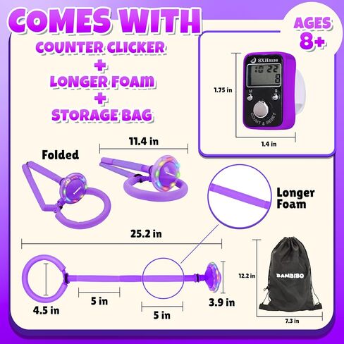 Skip It with Counter for Kids - Longer Foam Padding | Mesh Bag for Storage | Ankle Skip Ball for Kids | Foldable Colorful Flash Wheel | Easter Gifts for Kids Age 5 6 7 8 9 10 Years in Saudi Arabia