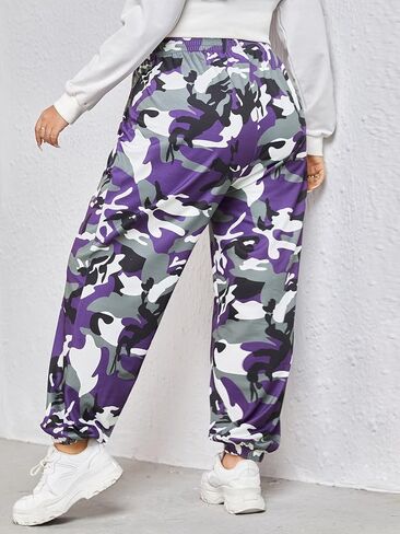 COZYEASE Women's Plus Size Camo Print Sweatpants Elastic Waist Baggy Jogger High Waist Workout Trousers Pants in Saudi Arabia
