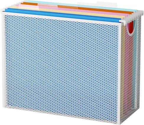 Hanging File Organizer with 5 Hanging Folders for Desk, Metal Mesh File Storage Box, Desk File Holder Folder for Office&School, No Assembly Required, Black in Kuwait