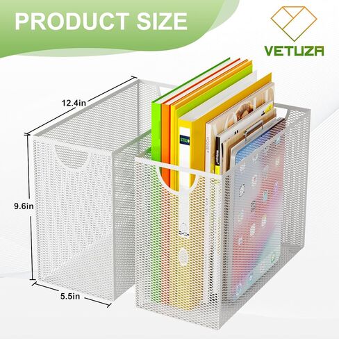 Hanging File Organizer with 5 Hanging Folders for Desk, Metal Mesh File Storage Box, Desk File Holder Folder for Office&School, No Assembly Required, Black in Kuwait