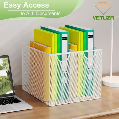 Hanging File Organizer with 5 Hanging Folders for Desk, Metal Mesh File Storage Box, Desk File Holder Folder for Office&School, No Assembly Required, Black in Kuwait