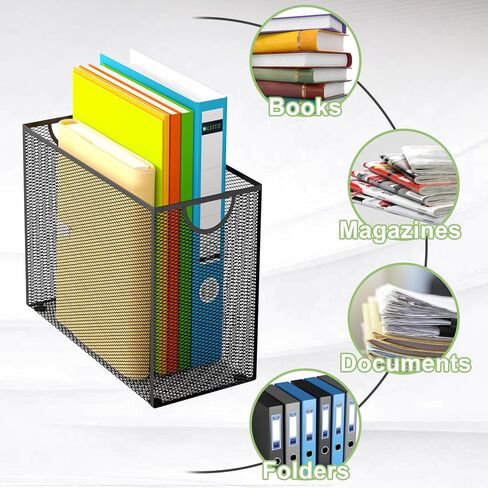 Hanging File Organizer with 5 Hanging Folders for Desk, Metal Mesh File Storage Box, Desk File Holder Folder for Office&School, No Assembly Required, Black in Kuwait