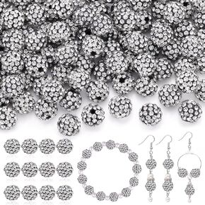 120 PCS 10MM RHINESTONE حبات لصنع المجوهرات ، 12 ألوانًا مختلطة لامعة شامبالا ديسكو كرات ، عيد الميلاد البلوري للبريق لقلادة بيسبول سوار قرط و DIY in Kuwait