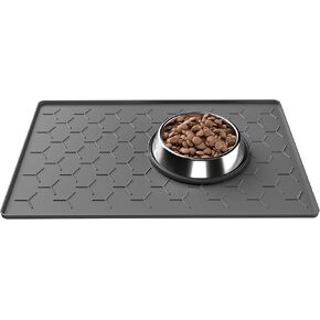 Pieviev Dog Cat Food Bowl Proy ، حصيرة طعام مقاوم للماء ، حصيرة طعام للحيوانات الأليفة للأرضية ، حافة مرتفعة عالية لمنع الانسكابات ، رماديًا غير منقوش ونظيفة للنظافة للأوعية والقطط ، 24''x16 '' ، رمادي فاتح in Kuwait