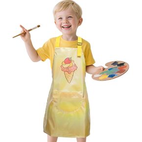Kids Aprons with Pocket Cooking Baking Kitchen Art Cute Chef Apron for Boys Girls in Kuwait