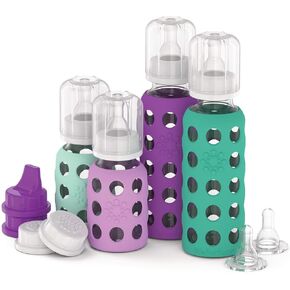 مجموعة Lifefactory Baby المكونة من 6 زجاجات بداية بالنعناع/اللافندر وبالكرنب/العنب المسطحة وأغطية سيبي للمرحلة 3 حلمات 16 أونصة مجموعة 12 قطعة in Saudi Arabia
