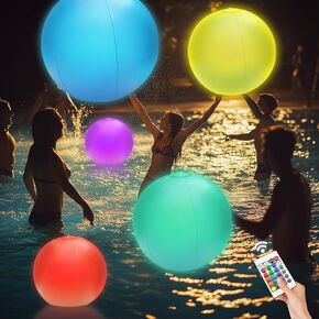 4-Pack 16" LED Light-Up Beach Balls, Glow-in-The-Dark Floating Pool Toys in Saudi Arabia