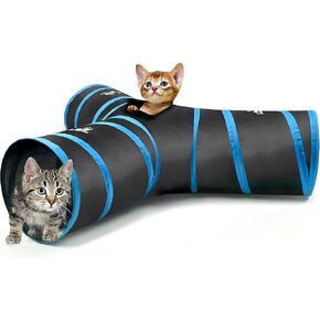 Pawaboo Cat Toys - S-Shaped Tunnels 25x97cm, Extensible Cat Play Tent with Balls and Bells, Interactive Maze House for Kittens and Small Animals, Blue in Saudi Arabia