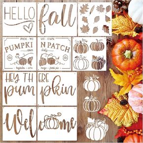 Large Fall Stencils for Door Mats Reusable Hallo Fall Doormat Stencils Welcome Pumpkin Maple Leaves Stencil for Painting on Doormat Wood Door Hang DIY Crafts (mat10) in Saudi Arabia