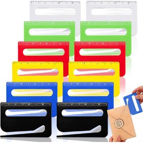 12 Pcs Envelope Opener Letter Opener Envelope Slitter Wrapping Paper Cutter with Concealed Blade Package Mail Cutter Tool with Scale Magnifying Glass for Office Home in Saudi Arabia