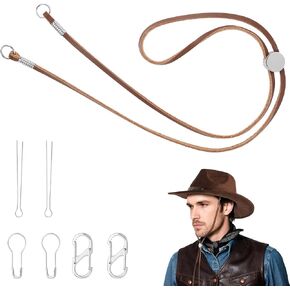 Genuine Leather Hat Chin Strap, Adjustable with Metal Clips, Windproof for Cowboy Straw Hats, Riding, Hiking, Outdoor in Saudi Arabia