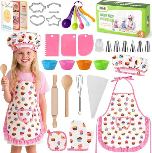Lovestown Kids Cooking and Baking Tets ، 32pcs Kids Chef Hat and Apron Play Play Toys for Toddler Gift in Saudi Arabia