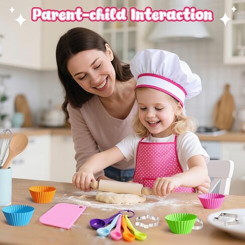 Lovestown Kids Cooking and Baking Tets ، 32pcs Kids Chef Hat and Apron Play Play Toys for Toddler Gift in Kuwait