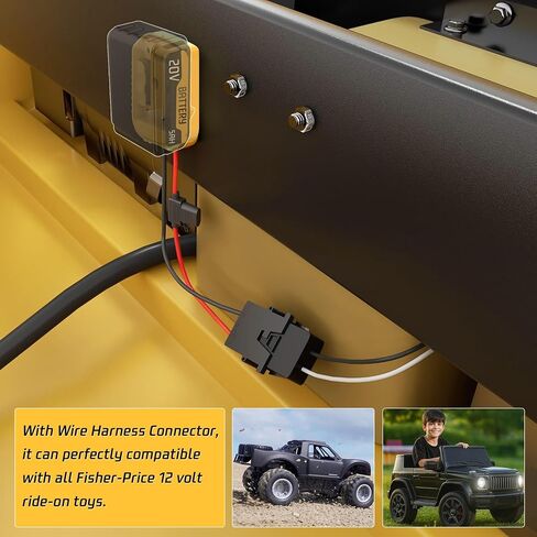 محول عجلة الطاقة لبطاريات DeWalt 20V بطاريات محول بطارية محول مع محول التبديل والصمامات والأسلاك وتسخير الأسلاك Connerctor & 12 سلك AWG لـ DIY RC Car Adapter Kit in Kuwait