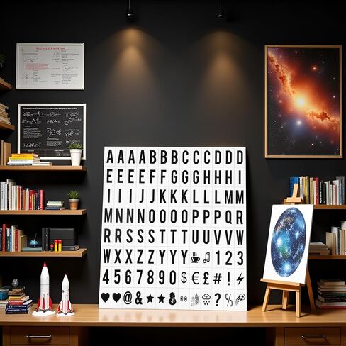 مجموعة 104pcs أسود لضوء سينمائي رسائل وأرقام علامات سوداء للرسالة مربعات مربعات مربع A4 A4 ، والفصول الدراسية ، ولوحات العرض 65.4x35mm (لم يتم تضمين مربع مصباح LED) in Saudi Arabia