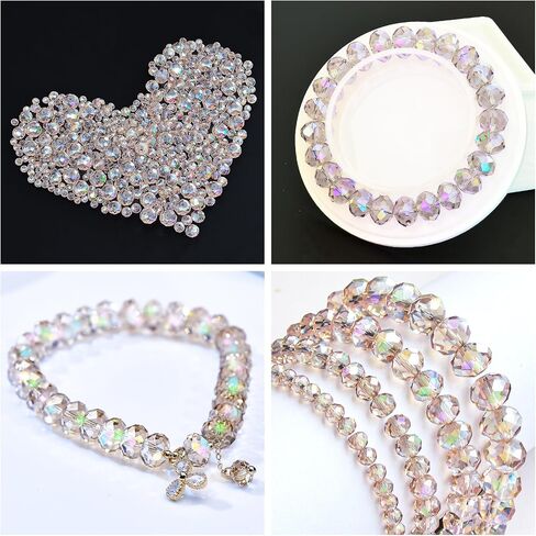 800pcs 4/6/8/10 مم حبات زجاجية بلورية للمجوهرات صنع الخرز لمكافحة قلادة الأساور التي تصنع الإمدادات (الشمبانيا الفضية) in Kuwait