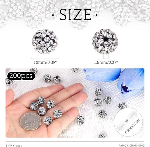 120 PCS 10MM RHINESTONE حبات لصنع المجوهرات ، 12 ألوانًا مختلطة لامعة شامبالا ديسكو كرات ، عيد الميلاد البلوري للبريق لقلادة بيسبول سوار قرط و DIY in Saudi Arabia