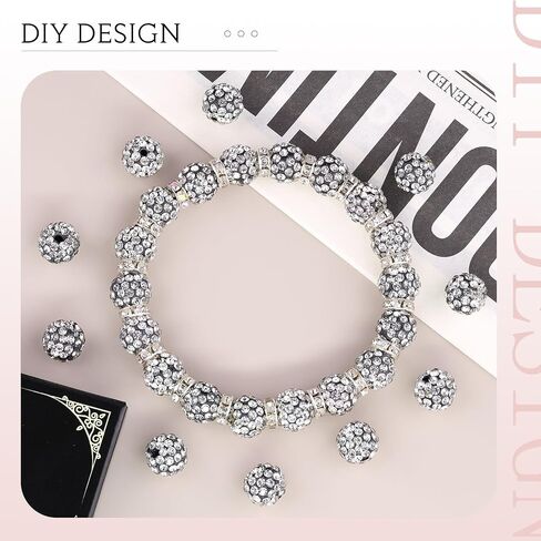 120 PCS 10MM RHINESTONE حبات لصنع المجوهرات ، 12 ألوانًا مختلطة لامعة شامبالا ديسكو كرات ، عيد الميلاد البلوري للبريق لقلادة بيسبول سوار قرط و DIY in Saudi Arabia