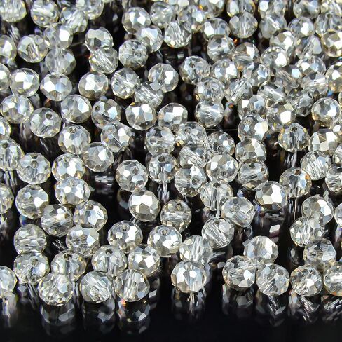 800pcs 4/6/8/10 مم حبات زجاجية بلورية للمجوهرات صنع الخرز لمكافحة قلادة الأساور التي تصنع الإمدادات (الشمبانيا الفضية) in Kuwait
