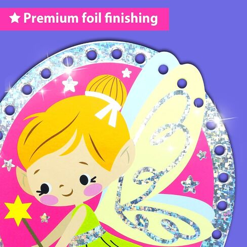 Ezcra Premium Foil Edge Lacing Cards للأطفال الذين تتراوح أعمارهم بين 3-6 | 5 بطاقات الأميرة وحيدة الخياطة يونيكورن مع التعلم متعدد اللغات | طقم نشاط مهارات المحرك الدقيقة من الورق المقوى in Saudi Arabia
