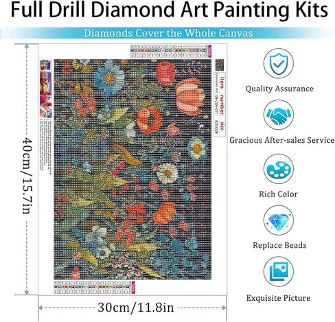 GemZono Diamond Painting Kits for Adults, Flower 5D Diamond Art Kits for Beginner DIY Full Drill Diamond Dots Crystal Craft Kits for Home Wall Decor Gifts 11.8x15.7 inch in Kuwait